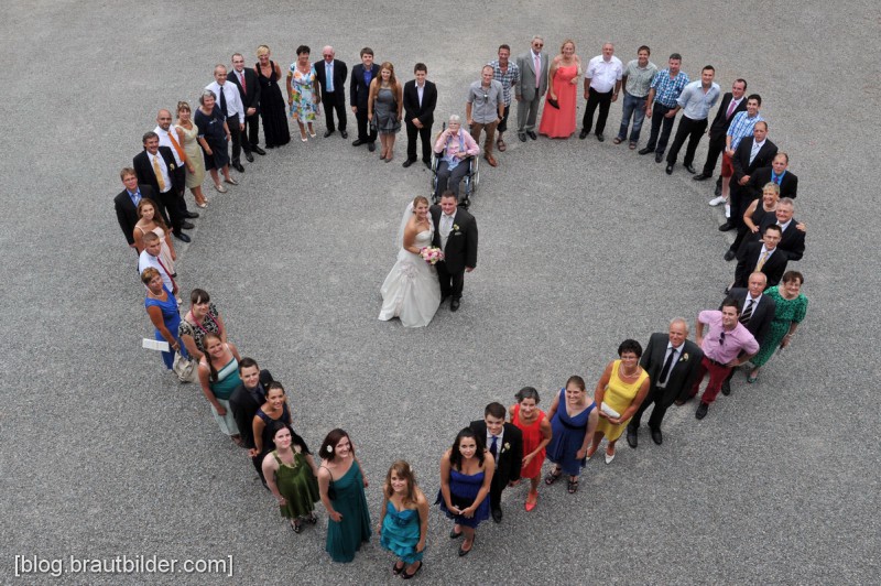Ein modernes Gruppenbild mit allen Hochzeitsgästen. Hochzeitsfotograf Zürich.