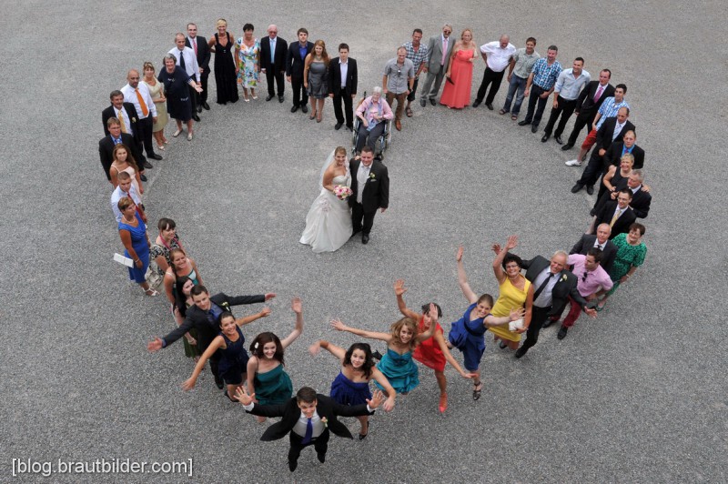 Ein modernes Gruppenbild mit allen Hochzeitsgästen. Hochzeitsfotograf Zürich.